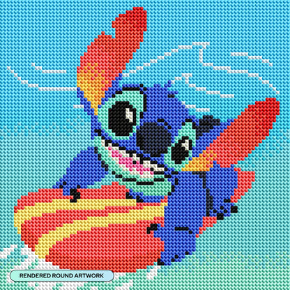 DIAMOND ART CLUB Beach Break Diamond Painting Kit, Fun DIY Crafts for Adults, Round Diamond Art Canvas, 9" x 9" (22.8 cm x 22.8 cm)