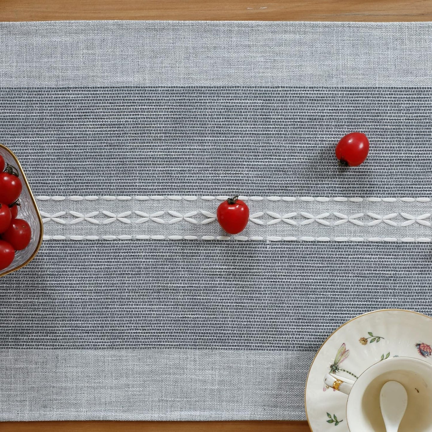 13x48inch Farmhouse Braided Striped Table Runner Rustic Embroidery Coffee Table Runners for Decorations Weddings