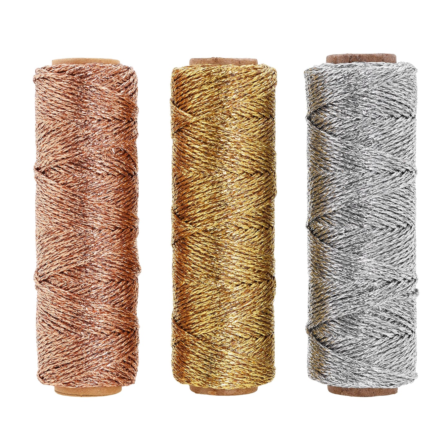 Mandala Crafts Gold Silver Rose Gold String for Gift Wrapping – 55 X 3 Yards 1mm Thin Metallic Bakers Twine for Crafts, Packaging, Party Favors, and DIY Decorations