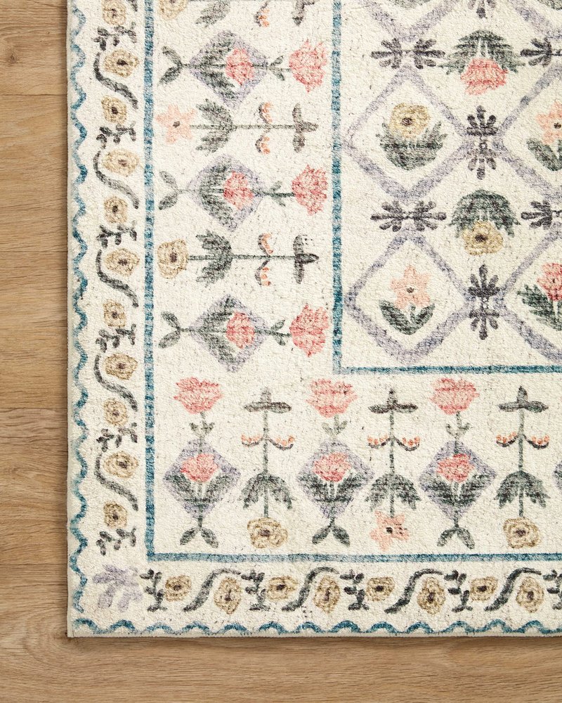 Loloi Rifle Paper Co. Eden Collection EDE-03 Lattice Ivory 3'-6" x 5'-6" Accent Rug feat. CloudPile™