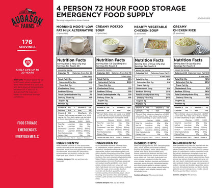 AUGASON FARMS Emergency Food Supply Bucket, 176 Servings, Dehydrated Meal Kit, Variety Pail, Long Shelf Life Just-Add-Water Meals for Prepping, Disaster Survival, Camping, Hiking, and More