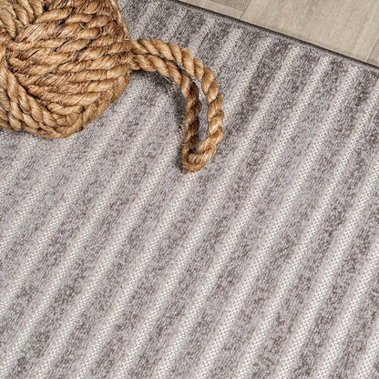 3x5, (SCN102D-3) JONATHAN Y Aarhus High-Low Striped Indoor/Outdoor Area Rug Gray/Ivory, Minimalist Geometric, Classic