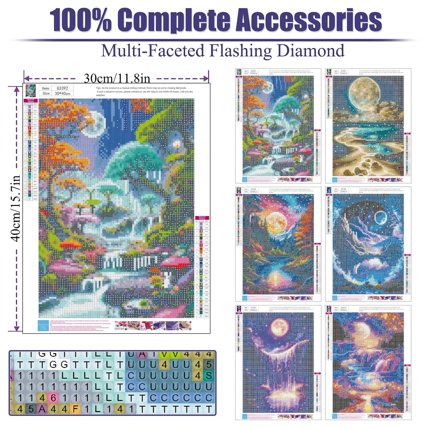 Canrichshop 6 Packs Diamond Art Painting Kits for Adults,Beach Moon Diamond Painting Kits for Beginners,Landscape 5D Full Drill Diamond Dots,Gem Art Crafts for Adults Wall Decor 12x16inch