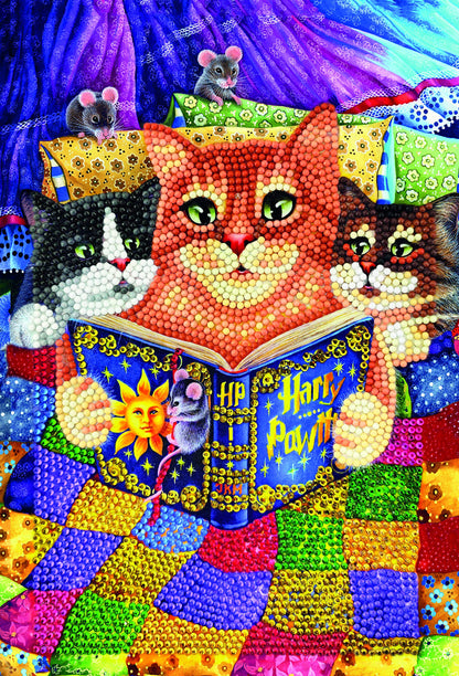 Crystal Art Diamond Painting Notebook - Kitten Bedtime Notebook Kit - Create a Sparkling Notebook Cover using Crystals - For ages 8 and up