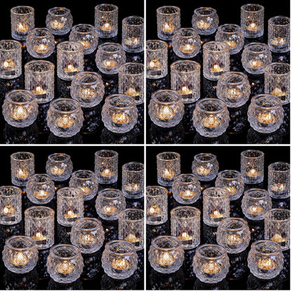 DARJEN Clear Votive Candle Holders Set of 36- Round Glass Candle Holders Bulk for Tea Light Candle, Embossed Candle Votives for Wedding Centerpiece, Various Parties & Home Decor (Pack of 4)