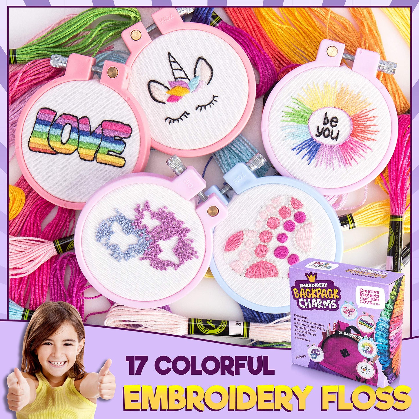 5 Stamped Embroidery kit With Embroidery Patterns. Embroidery Kit For Beginners, Needlepoint Kits For Beginners. Best Beginner Embroidery Kit For Kids Embroidery Starter Kit Cross Stitch Kits