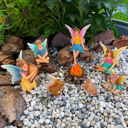 Mood Lab Fairy Garden Figurines - Camping Set (9 pcs) - Miniature Decorative Statues & Accessories - Outdoor & Indoor Garden Decor