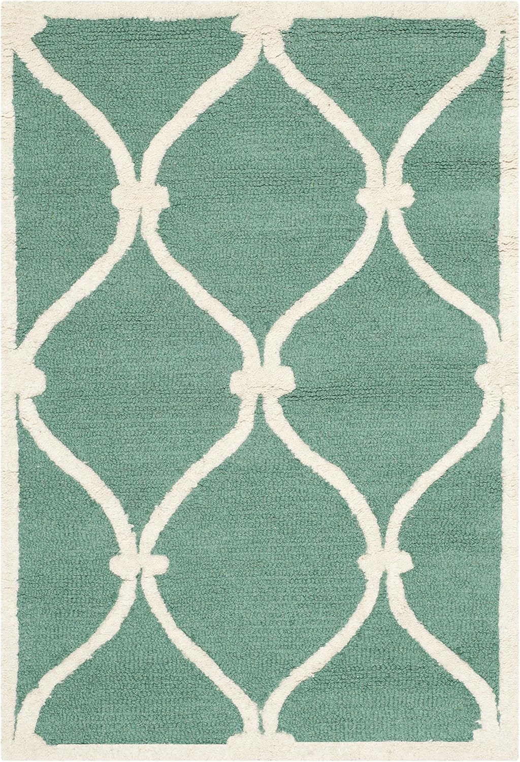 SAFAVIEH Cambridge Collection Accent Rug, 2' x 3', Teal & Ivory, Handmade Moroccan Wool