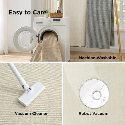 Bedsure 5x7 Faux Wool Area Rug - Machine Washable, Non-Slip, Pet Friendly, Cream for Living Room & Bedroom