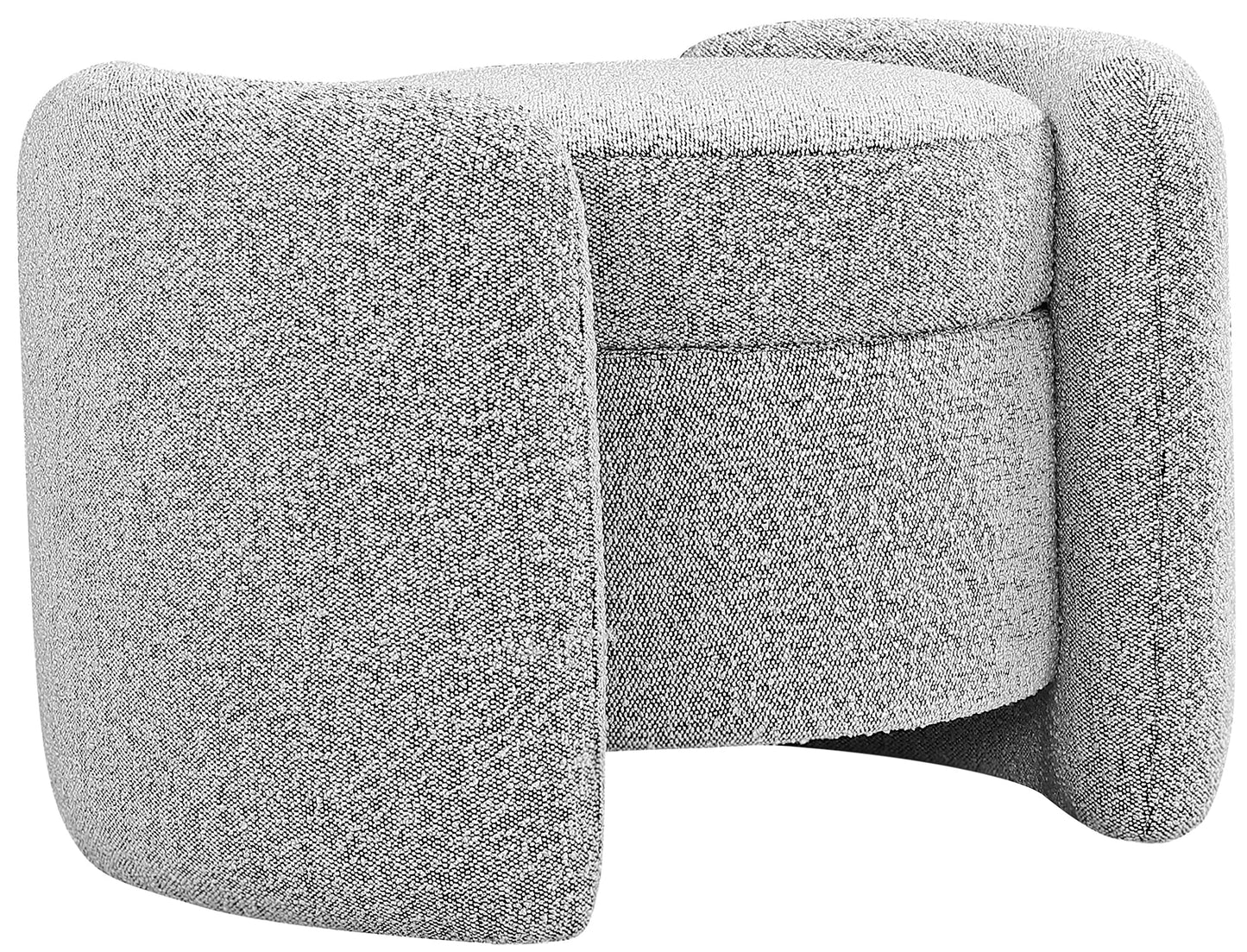 Meridian Furniture 115Grey Horizon Collection Modern | Contemporary Boucle Fabric Upholstered Ottoman, Grey, 29" W x 22" D x 19" H