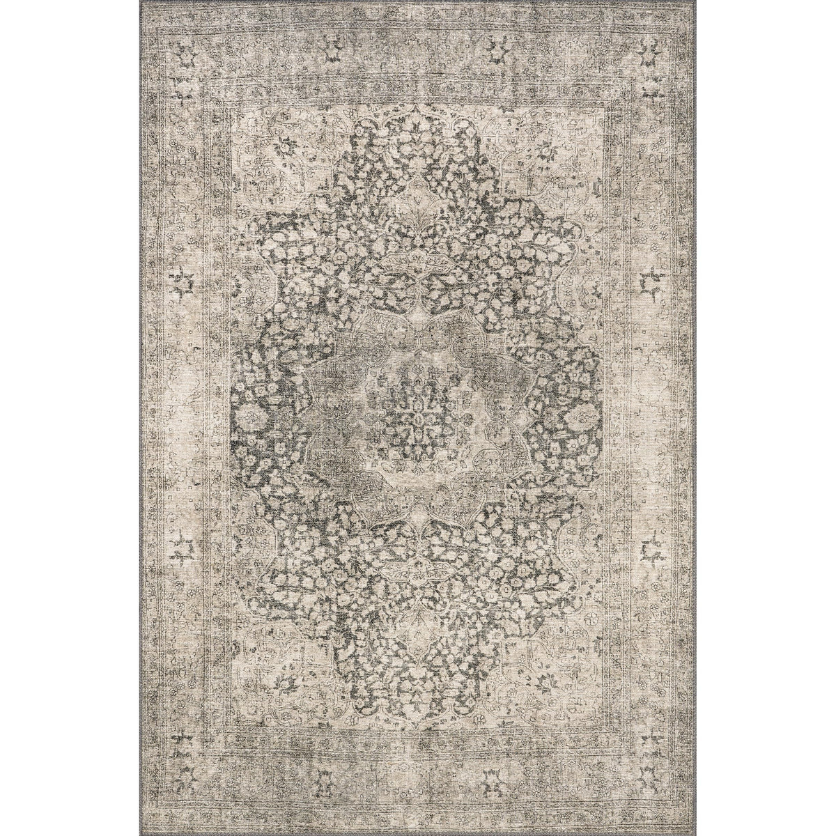 Nuloom Hillstone Collection Agnetha Grey/Taupe, 7'10" x 10', Vintage Medallion, Soft and Cozy, High Traffic, Stain Resistant, Easy Clean, Durable Area Rug for Bedroom, Living Room, Dining, Foyer
