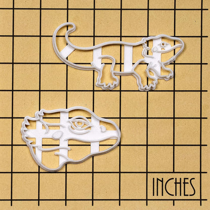 Set of 2 Pogona Bearded Dragon Cookie Cutters, Body and Face Designs, 2 Pieces - Bakerlogy