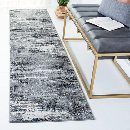 2'2" 7' EVK272G SAFAVIEH Evoke Collection x Ivory/Dark Grey Modern Abstract Non-Shedding Entryway Foyer Living Room