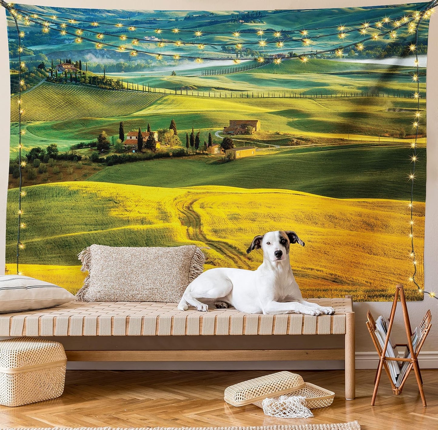 Lunarable Tuscan Tapestry, Idyllic Landscape of Tuscany Road and Cypresses, Fabric Wall Hanging Decor, 45" X 30"
