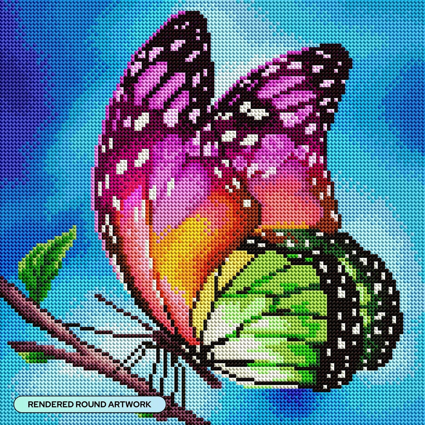 DIAMOND ART CLUB Watercolor Butterfly Diamond Painting Kit, Fun DIY Crafts for Adults, Round Diamond Art Canvas, 13" x 13" (32.8 cm x 32.8 cm)