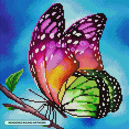 DIAMOND ART CLUB Watercolor Butterfly Diamond Painting Kit, Fun DIY Crafts for Adults, Round Diamond Art Canvas, 13" x 13" (32.8 cm x 32.8 cm)