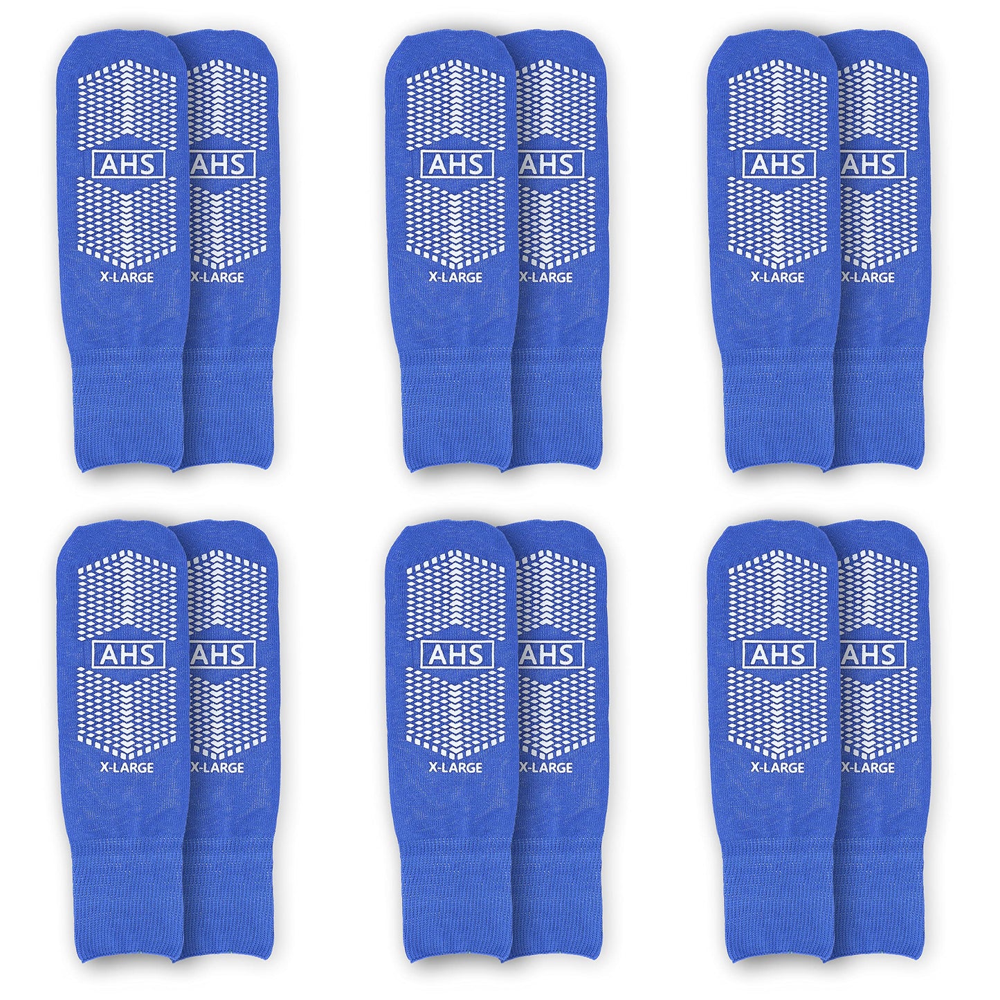 AMERICAN HOSPITAL SUPPLY AHS Slipper Socks | Blue X-Large Polyester-Spandex Knit Grip Socks with Elastic Cuff | Pack of 6 Non Skid Socks