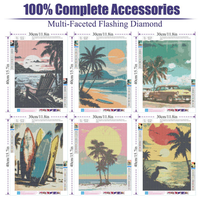 gganmtere 6 Packs Landscape Diamond Art Kits for Adults,Beach Diamond Paintings Beginner,5D Full Drill Diamond Painting Dot,Gem Art for Adults Wall Decor 12x16inch