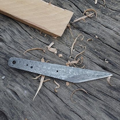HAWK KNIVES Handmade Damascus Steel Blade Kiridashi Knife - 2.5 in Professional Woodworking, Marking, Wood Carving Tool & Leather Sheath