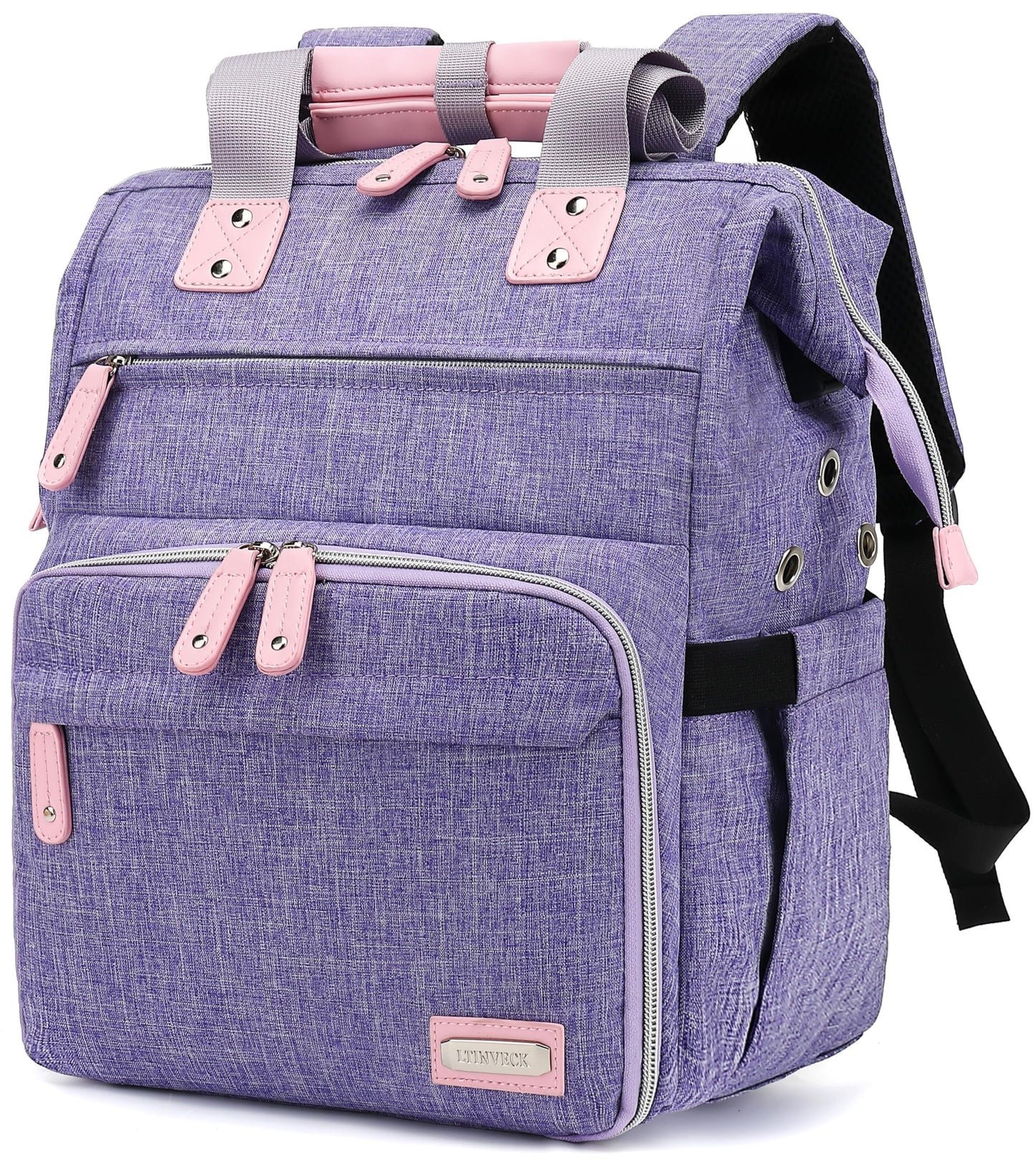 LTINVECK Knitting Bag Backpack,Yarn Storage Organizer Travel Crochet Bag,Large Capacity Tote Bag Yarn Holder Case for Carrying Projects, Knitting Needles, Crochet Hooks,Purple