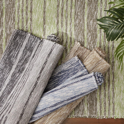 DII Woven Rag Rug Collection, Recycled Yarn Variegated Rustic Stripe, 2x3', Artichoke