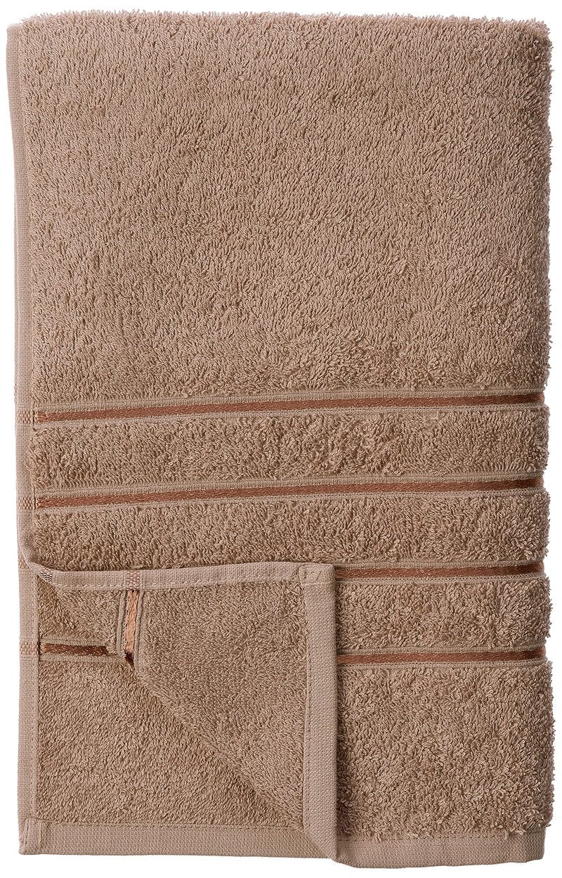 Lavish Home 8 Piece 100% Cotton Plush Bath Towel Set - Taupe 27.5"x57.25"x0.25"
