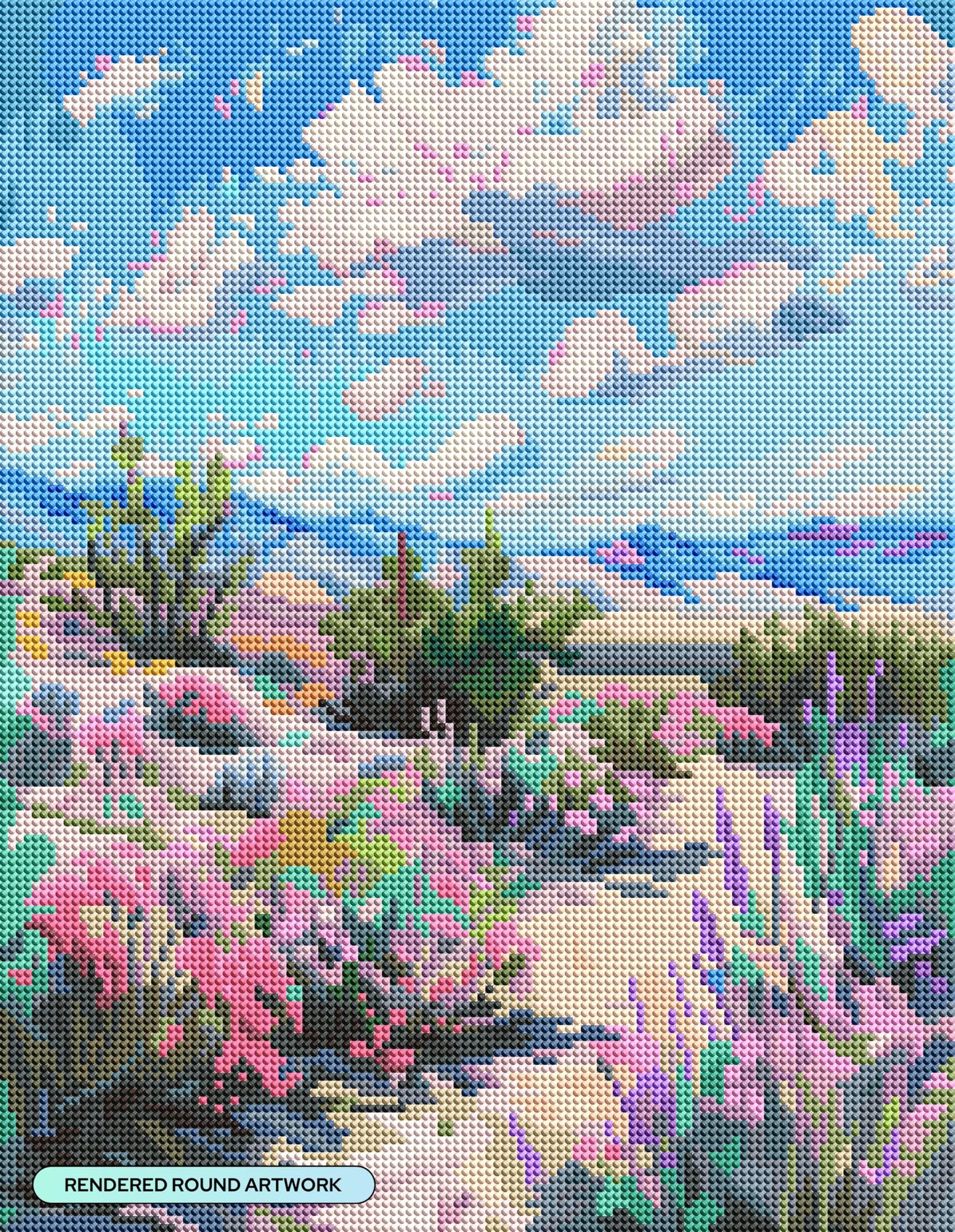 DIAMOND ART CLUB Impressionist Desert Scene Diamond Painting Kit, Fun DIY Crafts for Adults, Round Diamond Art Canvas, 13" x 17" (33 cm x 42.7 cm)