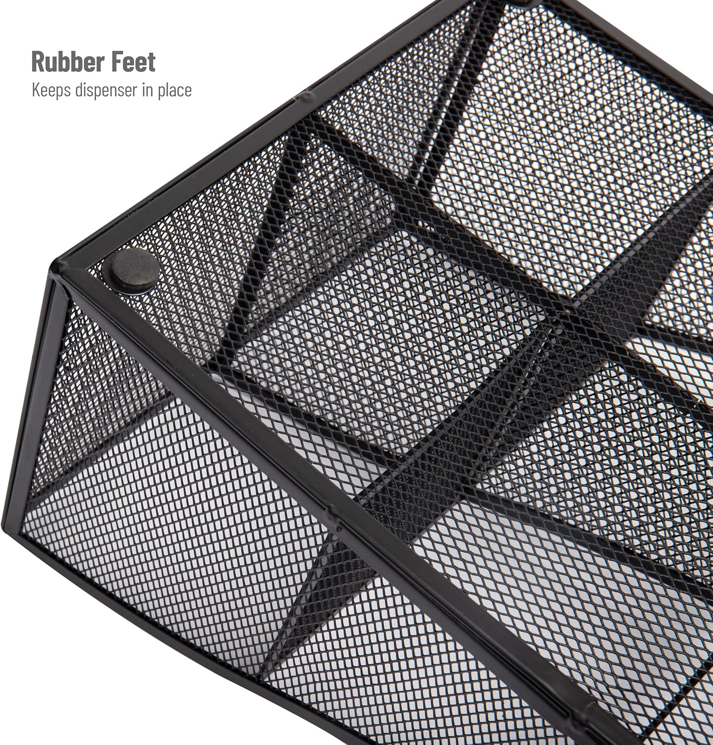 Mind Reader Black Cup and Condiment Station, Countertop Organizer for Coffee Bar, Metal Mesh 8.5"L x 14.5"W x 5.25"H