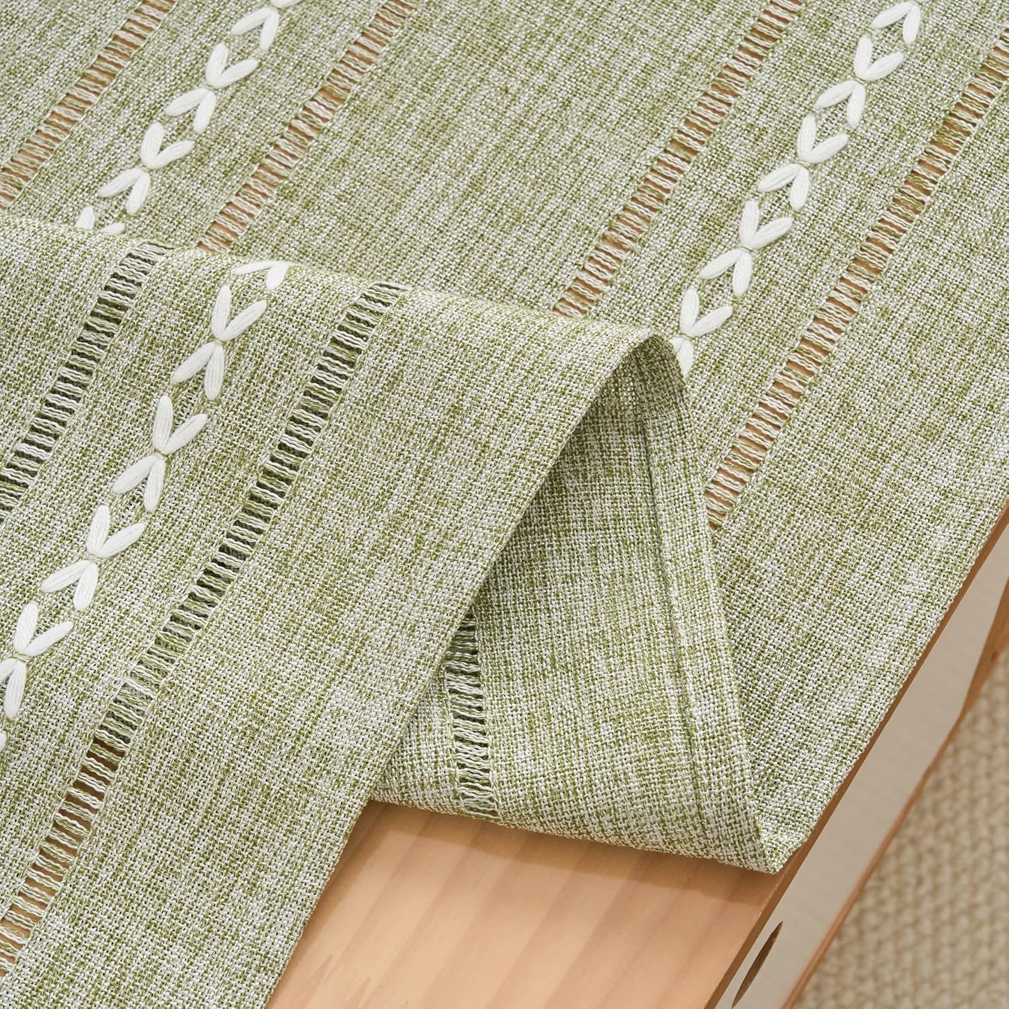 2471 Inches Rectangular Coffee Table Covers for Living Room Striped Embroidered Tablecloth Linen Coffee Table Cloth