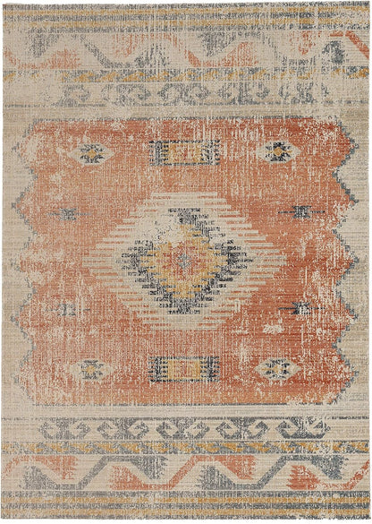 Linon Home Décor Plateau Moore Accent Rug, Ivory & Rust, 2' X 3'