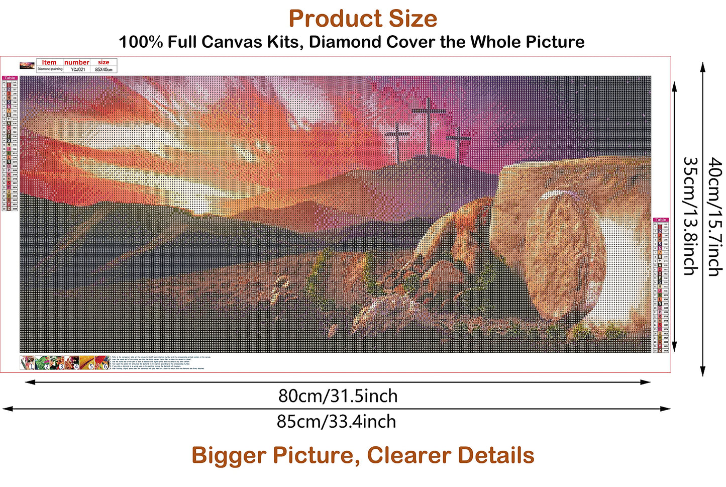 JesMolla DIY 5D Full Round Diamond Painting by Number Kits for Adults, Diamond Painting Kits Round Full Drill Diamond Art Kit Picture Craft for Home Wall Art Decor, 15.8"x33.5" (Jesus Risen)