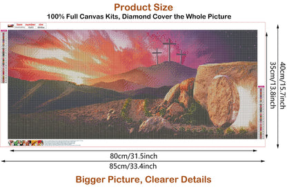 JesMolla DIY 5D Full Round Diamond Painting by Number Kits for Adults, Diamond Painting Kits Round Full Drill Diamond Art Kit Picture Craft for Home Wall Art Decor, 15.8"x33.5" (Jesus Risen)