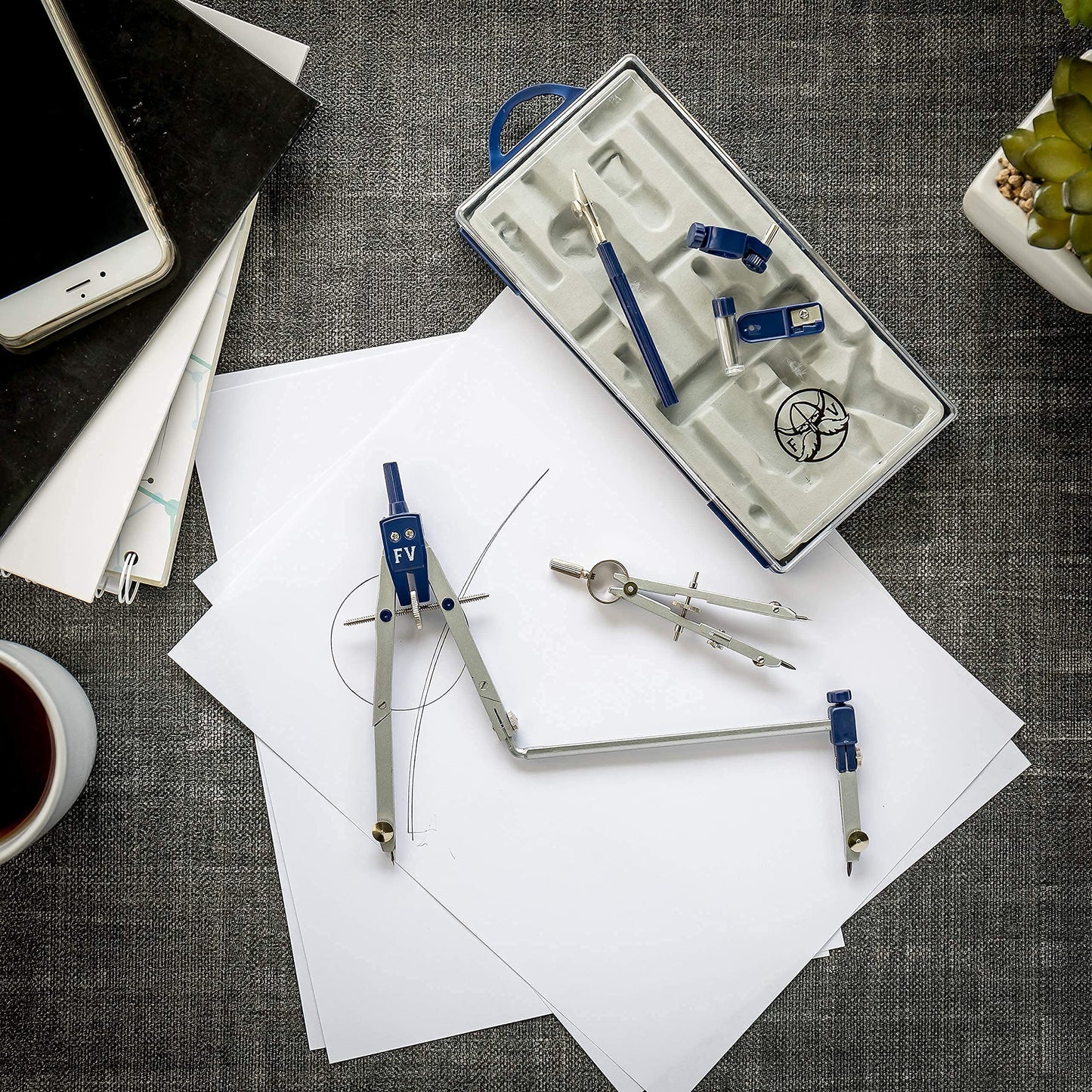 Drafting Compass for Geometry Set - Drawing Compass Geometry Set for Drafting, Math and Making Circles with Large Extension Beam for School, Drafting, Engineering and Architecture