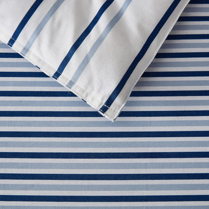 Eddie Bauer - King Duvet Cover Set, Luxuriously Soft Bedding with Matching Shams, Buttons & Corner Ties to Ensure Placement (Cooper Stripe Blue, King)
