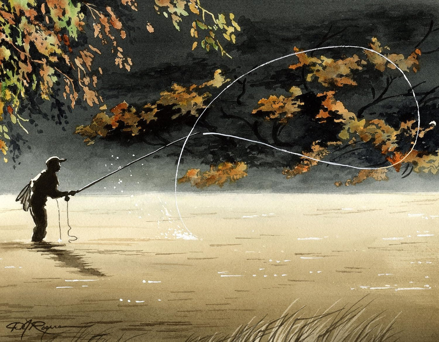Roll With It Fly Fishing Art Print by Artist DJ Rogers
