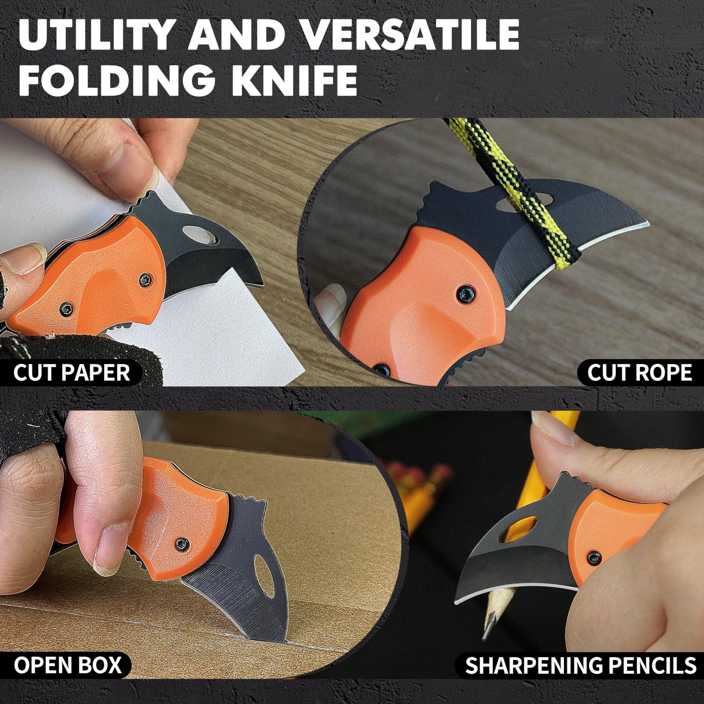 Father's Day, Mother's Day, Easter, Memorial Day, Birthday Gifts for Him/Her/Men/Women, Orange Keychain Pocket Knife with Safety Lock, Carabiner - Compact EDC Tool for Daily Use, Gifts for Father/Mother/Boyfriend/Girlfriend/Husband/Wife (Gift Box)