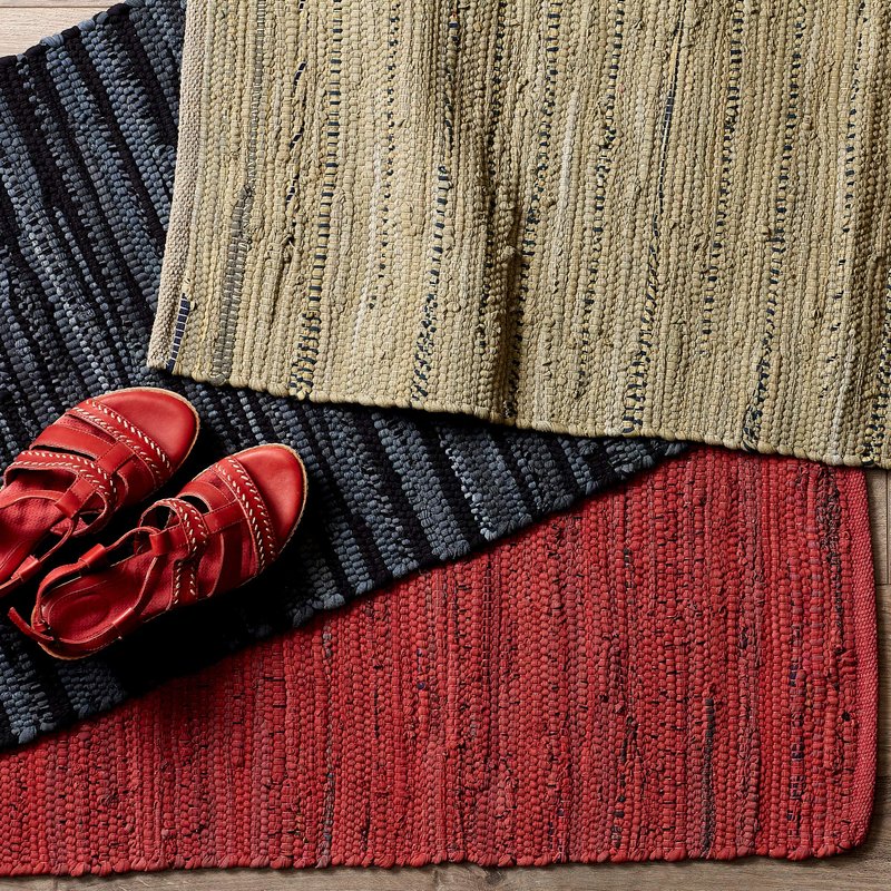 DII Chindi Home Collection Handwoven Multicolor Area Rag Rug, 20x31.5, Black