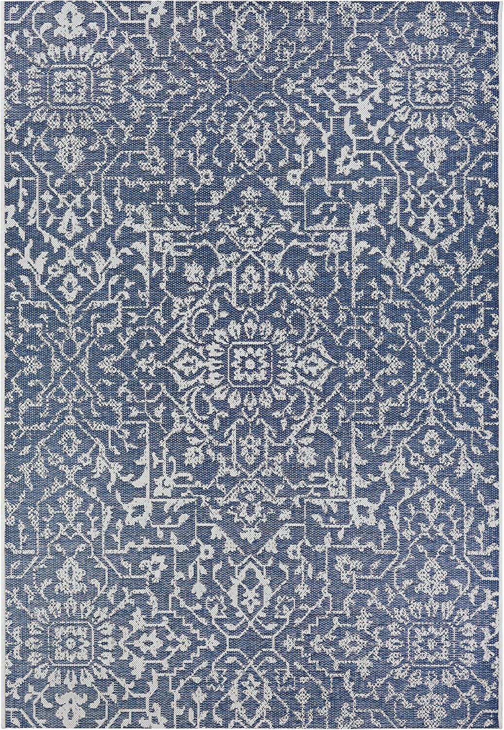 Couristan Monte Carlo Palmette Area Rug, 2' x 3'7", Indoor/Outdoor, Navy-Ivory