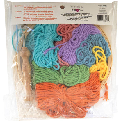 Dimensions 72-76394 Mushrooms Punch Needle Kit for Beginners, 8" Diameter, Multicolor, 7pcs