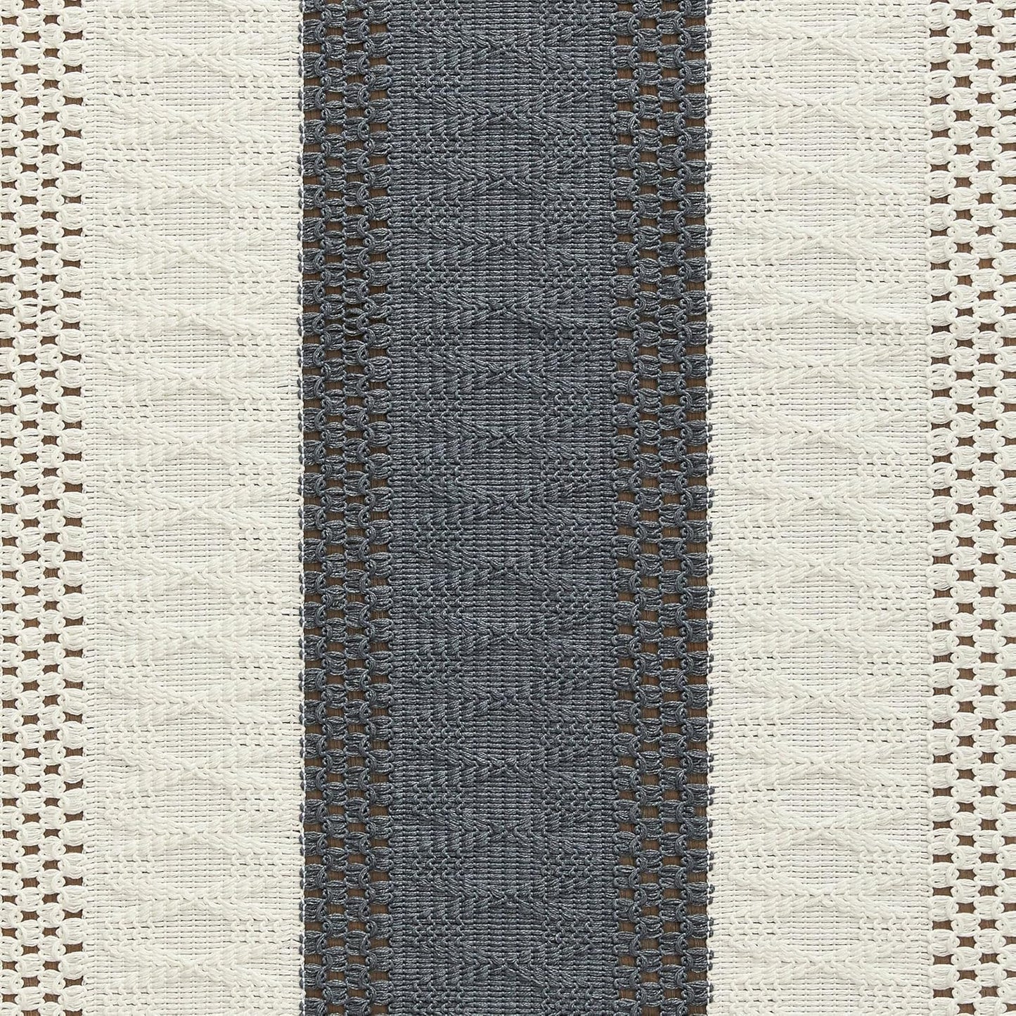 14 36 Inch 36 Inches ZeeMart Macrame Style Bicolor Stitching Table Runner, x Charcoal/Ivory, Boho Dark Grey Table