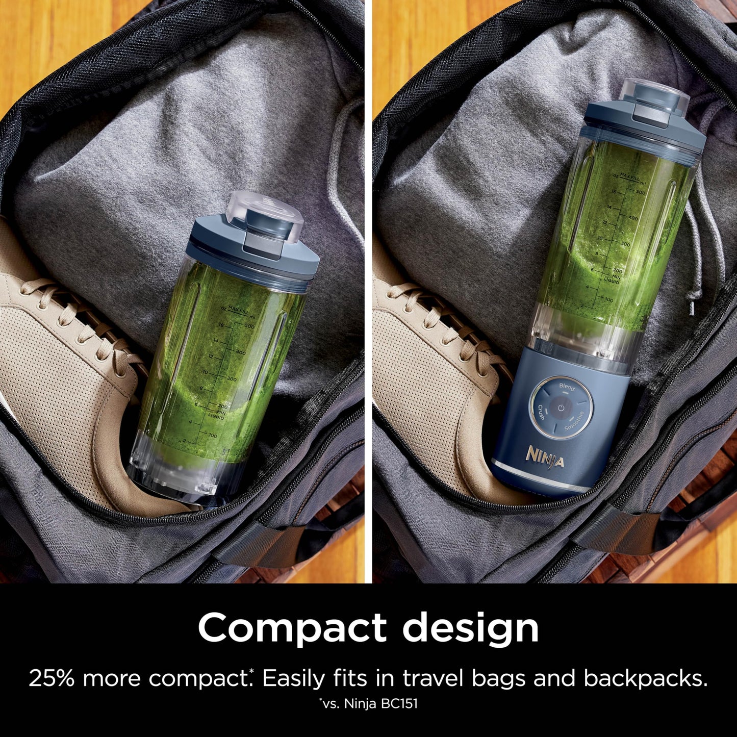 Ninja Blast Max, Portable Blender + Twist & Go, Personal Smoothie, Blend, Ice Crush, 3 Programs, Cordless, 22 oz removable Vessel, Dishwasher Safe, Leakproof, Navy, BC251NV