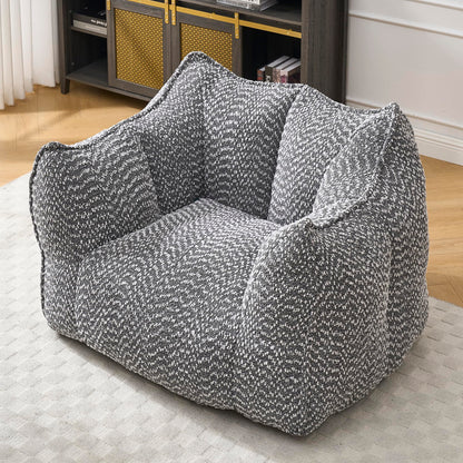 Large Grey Chenille Bean Bag Chair for Adults, Oversized Comfy Lounger for Living Room, Bedroom, Gaming, Reading, Watching TV, 47.2" x 36.2" x 30.7"