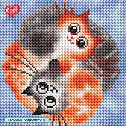 DIAMOND ART CLUB Cat Hugs Diamond Painting Kit, Fun DIY Crafts for Adults, Round Diamond Art Canvas, 9" x 9" (22.8 cm x 22.8 cm)