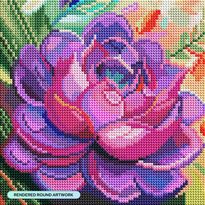 DIAMOND ART CLUB Lolite Succulent Diamond Painting Kit, Fun DIY Crafts for Adults, Round Diamond Art Canvas, 9" x 9" (22.8 cm x 22.8 cm)