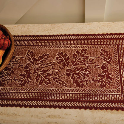 Heritage Lace Oak Leaf Runner - 14x48, Dark Paprika