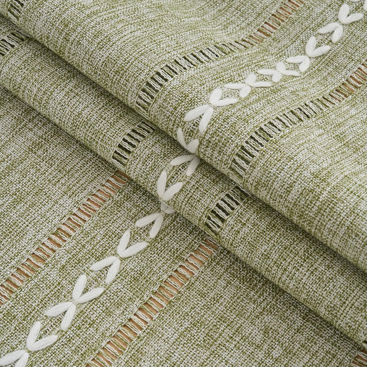2471 Inches Rectangular Coffee Table Covers for Living Room Striped Embroidered Tablecloth Linen Coffee Table Cloth