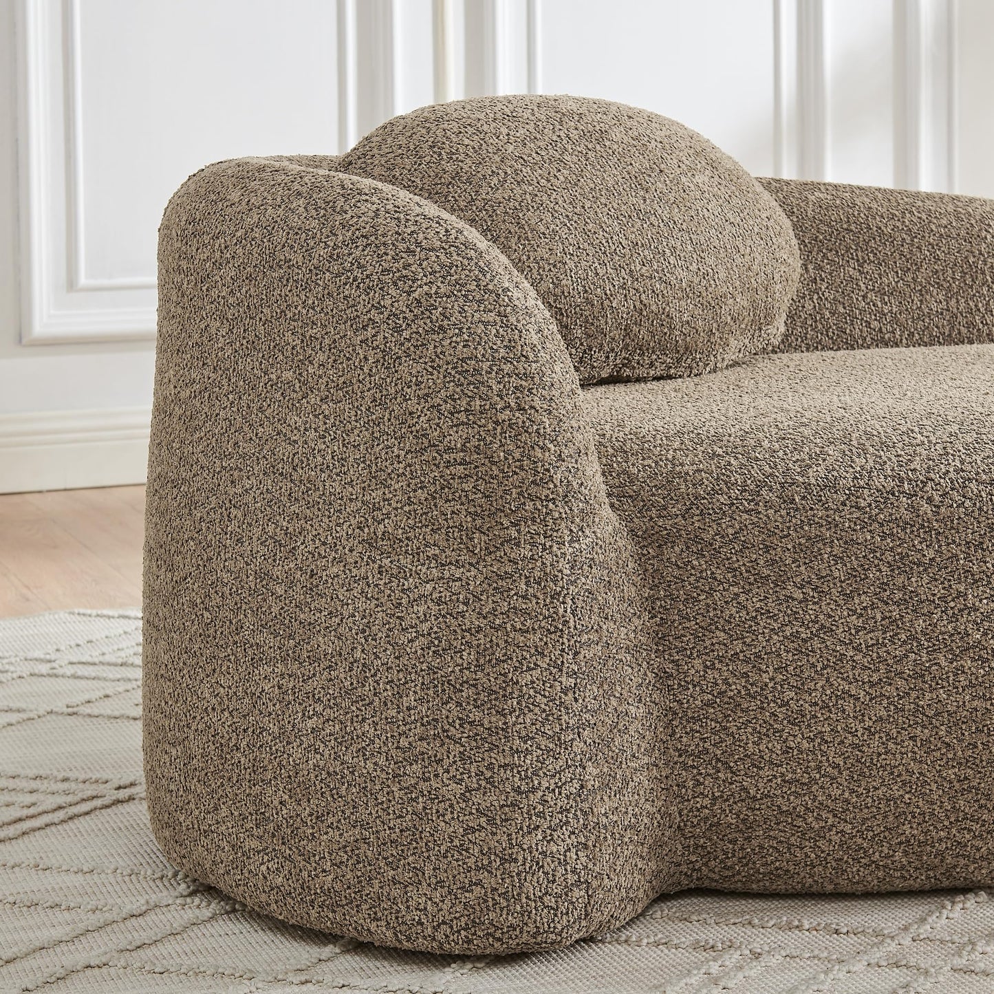 Full Foam Chaise Lounge Chair Indoor, Boucle Upholstered Boneless Chaise Lounge Sofa Bed, Right Facing Leisure Cloud Recliner Couches Sleeper Daybed for Living Room