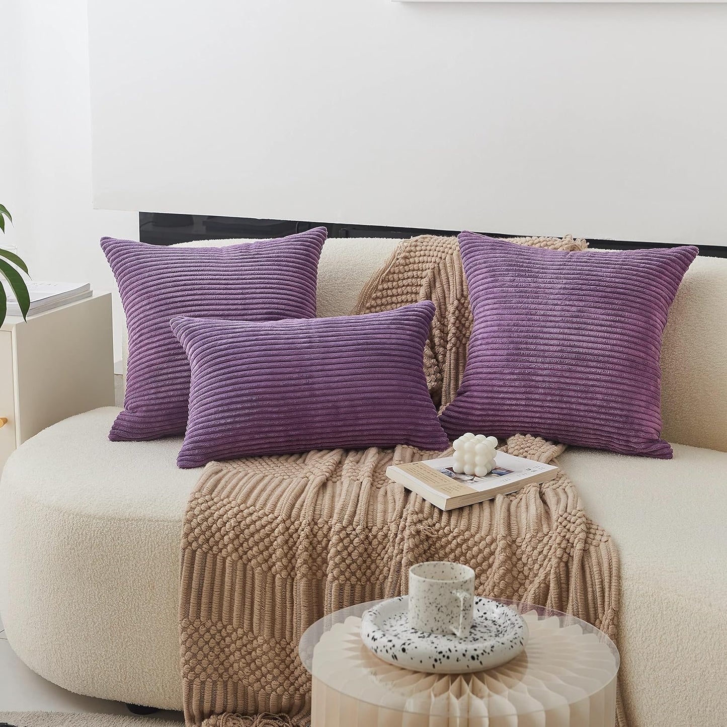 20x20 20 20 inch (50cm), Home Brilliant Throw Pillow Cover Soft Accent Pillow Cover Striped Plush Velvet Corduroy