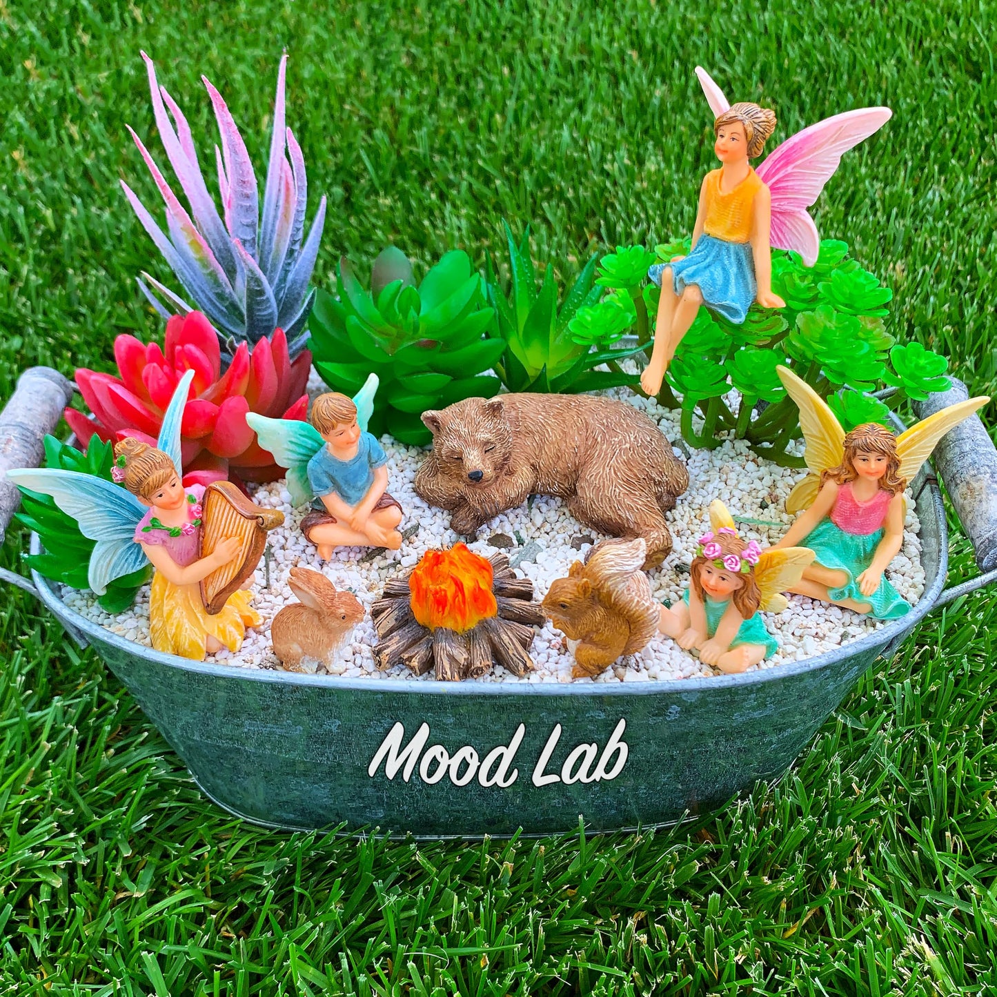 Mood Lab Fairy Garden Figurines - Camping Set (9 pcs) - Miniature Decorative Statues & Accessories - Outdoor & Indoor Garden Decor