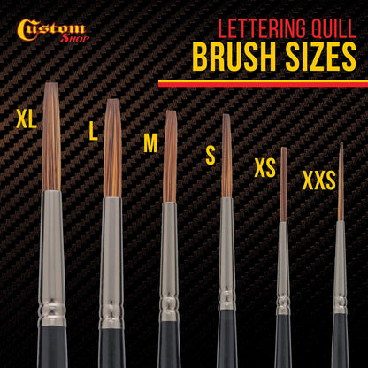 Custom Shop Set of 6 Lettering Quill Brushes for Sign Painting, Sizes XL, LG, MED, SM, XSM, XXSM - Brush Bristle Blend of Squirrel Taklon Hair, Professional Paint Pinstriping Striping Letter Lines Art